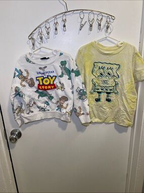 Nickelodeon Yellow SpongeBob Graphic Kids Sweatshirt and Disney Toy Story Top
